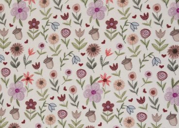 Embroidery Flowers Swafing French Terry embroidery look